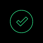 A check mark outlined in green with an outline of a circle around it